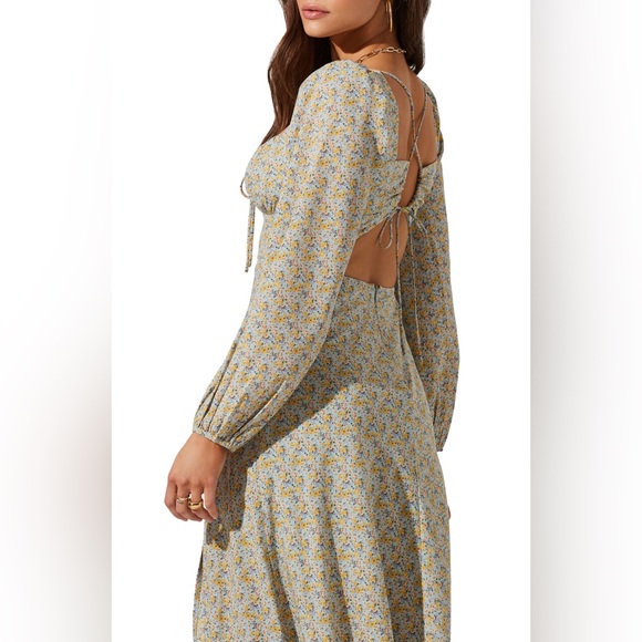 ASTR the Label Floral Print Long Sleeve Back Cutout Midi Dress - Picture 4 of 15